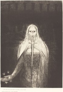 Och han hade sju stjärnor i sin högra hand, och ur hans mun gick ett skarpt tveeggat svärd av Odilon Redon