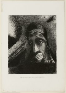 Mysteriets ansikte (I min dröm såg jag i himlen a FACE OF MYSTERY), skylt 1 från Homage to Goya av Odilon Redon