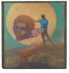 Figur som bär ett bevingat huvud (Icarus fall) av Odilon Redon