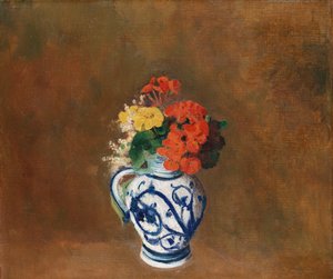 Blommor i en blå vas, ca 1900 av Odilon Redon