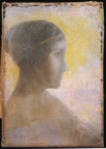 Chef för en ung kvinna i profil, ca 1895 av Odilon Redon