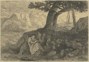 Eremit i landskap av Odilon Redon