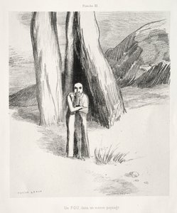Homage to Goya: A Madman in a Dismal Landscape, 1885. av Odilon Redon