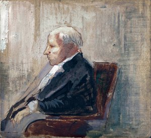 Sittande man - Målning av Odilon Redon (1840-1916), olja på kartong (21,9x23,5 cm), cirka 1910 - MOMA (Museum of Modern Art), New York (USA) av Odilon Redon