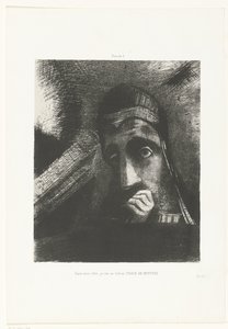 Jag såg i min dröm ett mystiskt ansikte på himlen Dans mon rêve, je vis au Ciel un VISAGE DE MYSTÈRE (titel på objekt) av Odilon Redon