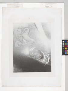 He Falls Into The Abyss... (litografi på kinesiskt applikationspapper) av Odilon Redon