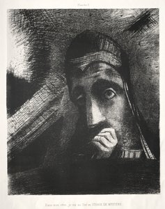I min dröm såg jag på himlen ett ansikte av mystik av Odilon Redon