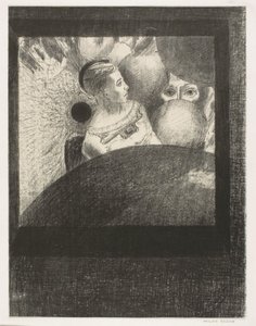 In the Spheres (Andningen som leder levande varelser finns också i Sfärerna), plåt 5 av 6 från To Edgar Poe av Odilon Redon
