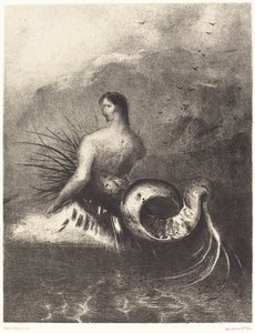 La sirene sortit des flots vetue de dards (Sirenen klädd i hullingar, dök upp ur vågorna av Odilon Redon