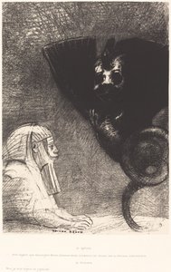 Sphynxen...min blick som ingenting kan avvika, förblir spänd genom saker på en otillgänglig horisont. La Chimere: Moi,Je suis legere et joie (Sfinxen: "Min blick, som ingenting kan avleda, passerar genom sakerna och förblir fäst vid en inre av Odilon Redon