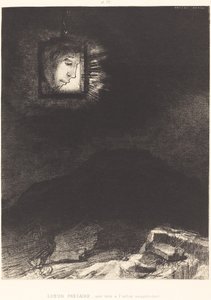 Osäkra glimt, ett huvud upphängt av Odilon Redon
