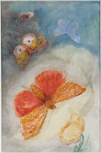 Fjärilar och blomma av Odilon Redon