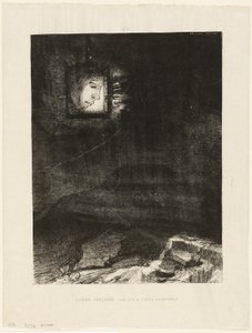 Precarious Glimmering, a Head Suspended from Infinity, plåt 3 av 6 av Odilon Redon