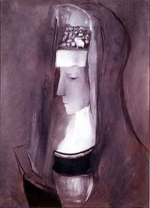 Profil av en bretonsk kvinna (olja ombord) av Odilon Redon