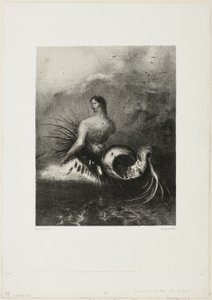 Siren Coming out of the Waves, Dressed in Flames, tallrik 4 av 8 från "Les Origines" av Odilon Redon
