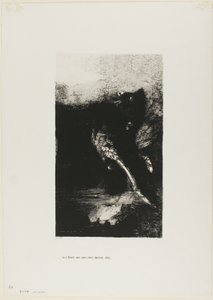 The Chimera with Green eyes Turns, Bays, tallrik 7 från The Temptation of Saint Anthony (1:a serien) av Odilon Redon