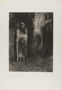 Mannen var ensam i ett nattlandskap, från Night av Odilon Redon
