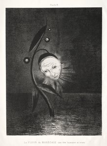 Träskblomman, ett sorgligt människohuvud av Odilon Redon