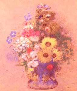 Vas med blommor (pastell ombord) av Odilon Redon