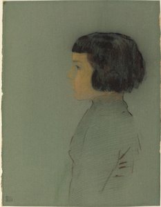 Ung kvinna i profil av Odilon Redon