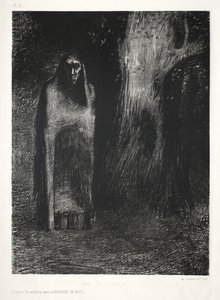 The Night: The Man Was Alone in a Night Landscape, 1886. av Odilon Redon Lemercier and Cie.