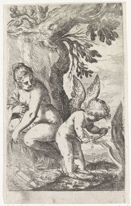 Venus tittar på Amor som gör en pilbåge Scener med Venus och Amor (serietitel) Scherzi d