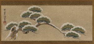 Snöbelastade tallkvistar, Edo-period, 1700-tal.