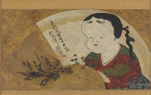 Uzume Okame och blommor, 1700-1800-talet.