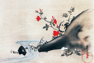 Azaleaer og vandløb, kakemonoer (hængte ruller) malet på silke af Korin Ogata (1658-1716), Edo-perioden (1603-1868), Japan av Ogata Korin