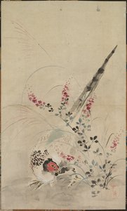 Fasan och gräs, sent 1600-tidigt 1700-tal. av Ogata Korin