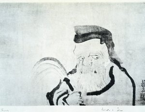 Porträtt av gammal man, teckning av Ogata Korin (1658-1716), bläck på siden, japansk civilisation, Edo-perioden av Ogata Korin