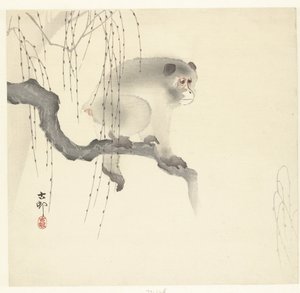 Apa på trädgren av Ohara Koson