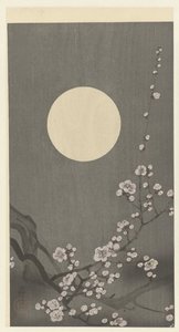 Blommande plommonblomning vid fullmåne av Ohara Koson