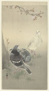 Tre tama duvor av Ohara Koson
