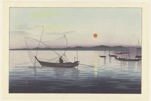 Fiskebåtar i solnedgången av Ohara Koson