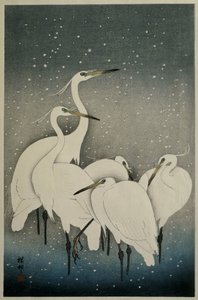 Grupp av hägrar av Ohara Koson
