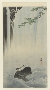 Japansk vipstjärt vid vattenfallet av Ohara Koson