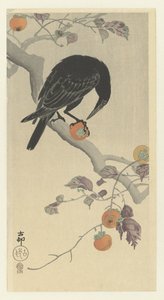 Kråka med persimmons av Ohara Koson