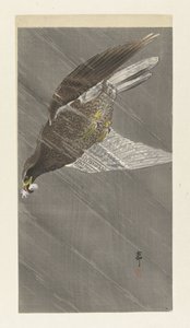 Nedåtgående flygande örn av Ohara Koson