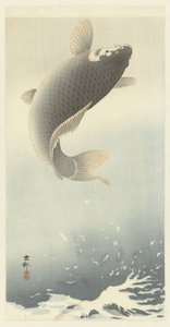 Hoppande karp av Ohara Koson