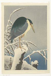 Häger i snö av Ohara Koson