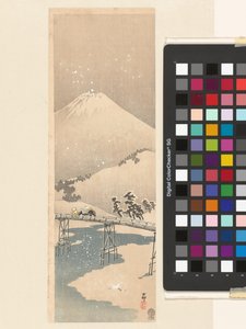 Snölandskap med berget Fuji av Ohara Koson