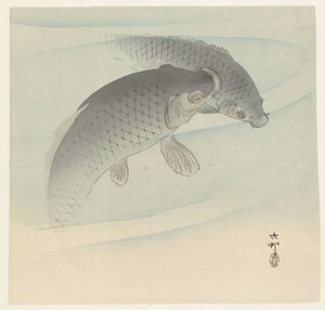 Två karpar av Ohara Koson