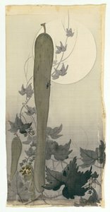 Vild gurka med fullmåne av Ohara Koson