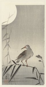 Svart ryttare på bambugren av Ohara Koson