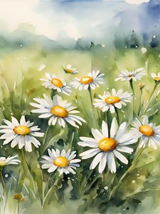 Ett fält fullt av blommande prästkragar