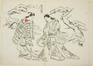 Sleeve-Letter Takasago (Sodefumi Takasago), nr 2 ur en serie om 12 tryck föreställande parodier på pjäser av Okumura Masanobu