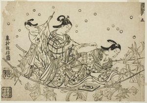 The Crossing of the Tanabata Boat (Tanabata no towataru fune) av Okumura Masanobu