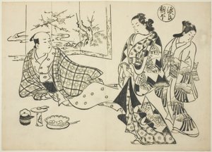 The Kiritsubo Chapter från "The Tale of Genji" (Genji Kiritsubo), från en serie Genji-parodier av Okumura Masanobu