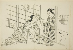 The Sakaki Chapter från "The Tale of Genji" (Genji Sakaki), från en serie Genji-parodier av Okumura Masanobu